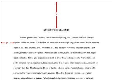 Acknowledgements page with mesaurements described in surrounding text