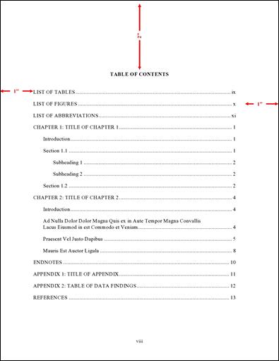 ba thesis table of contents