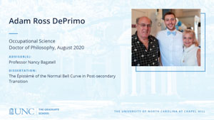 Adam Ross DePrimo, Occupational Science, Doctor of Philosophy, August 2020, Advisors: Professor Nancy Bagatell, Dissertation: The Épistémè of the Normal Bell Curve in Post-secondary Transition