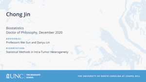 Chong Jin, Biostatistics, Doctor of Philosophy, December 2020, Advisors: Professors Wei Sun and Danyu Lin, Dissertation: Statistical methods in intra-tumor heterogeneity