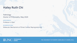 Haley Ruth Chi, Pathology, Doctor of Philosophy, May 2020, Advisors: Professor Li Qian, Dissertation: Molecular Mechanisms of Direct Cardiac Reprogramming