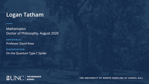 Logan Tatham, Mathematics, Doctor of Philosophy, August 2020, Advisors: Professor David Rose, Dissertation: On the Quantum Type C Spider