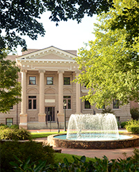 The Fordham Fountain in front of Bynum Hall