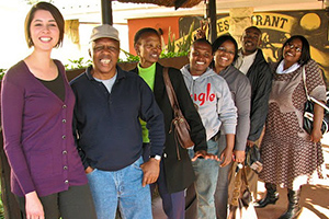 Reynolds with her colleagues at the Lesotho Network of AIDS Service Organizations (LENASO).